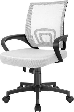 Furmax Office Chair Ergonomic Desk Chair Mesh Computer Chair, Mid Back Swivel Task Chair Executive Chair with Lumbar Support and Armrests (White)