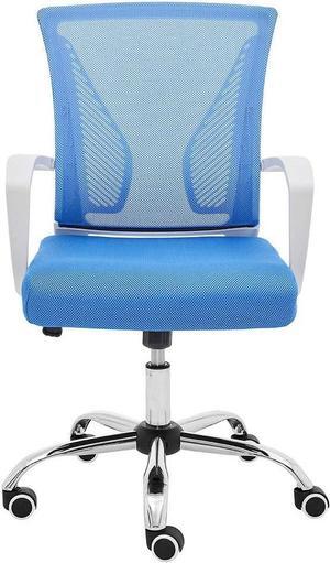 Zuna Mid-Back Office Task Chair - Ergonomic Back Supporting Mesh Back Desk Chair (White/Blue)