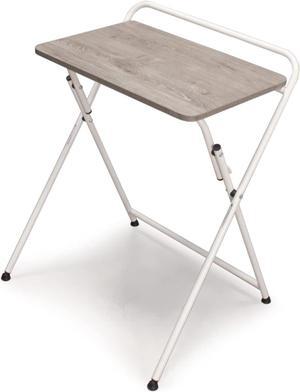 SOFSYS Modern Folding Desk for Small Space, Computer Gaming, Writing, Student and Home Office Organization, Industrial Metal Frame with Premium Desktop Surfaces, Gray/White