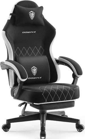Dowinx Fabric Gaming Chair, Ergonomic Computer Chair with Footrest and Pocket Spring Cushion, Height Adjustable Video Gamer Chair with Lumbar Support for Adults, Black