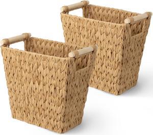 GRANNY SAYS Bathroom Wastebasket, Wicker Trash Can with Handles, Waterproof Bathroom Trash, Decorative Wastebasket for Bedroom, Wicker Waste Basket for Bathroom, 2-Pack