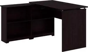 Bush Furniture Cabot 52W 3 Position Sit to Stand Corner Bookshelf Desk, Espresso Oak (WC31816-03)