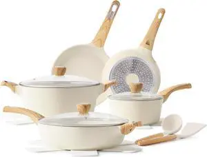 SENSARTE Ceramic Cookware Sets, Pots and Pans Set Nonstick, 14-Piece Induction Cookware, Non-toxic Healthy Non Stick Kitchen Cooking Set, with Frying Pans Set, PFAS PTFE PFOA PFOS Free
