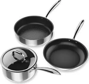 Stainless Steel Pots and Pans Set, Induction Cookware 4-Piece with Lid, Cookware Sets for Oven & Dishwasher Safe By MOMOSTAR