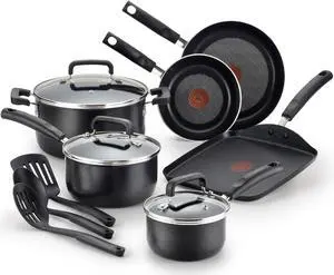 T-fal Signature Nonstick Cookware Set 12 Piece, Oven Broiler Safe 350F, Pots and Pans, Kitchen Cooking Set w/ Fry Pans, Saucepans, Saute Pan, Dutch Oven, Griddle, Kitchen, Home, Dishwasher Safe, Black T-fal Signature Nonstick Cookware Set 12 Piece, Oven Broiler Safe 350F, Pots and Pans, Kitchen Cooking Set w/ Fry Pans, Saucepans, Saute Pan, Dutch Oven, Griddle, Kitchen, Home, Dishwasher Safe, Black