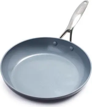 GreenPan Valencia Pro 12" Skillet, PFOA and PFAS-Free, Healthy Ceramic Nonstick: Hard Anodized Pan for Non-Toxic Cooking Induction & Dishwasher Safe Oven-Safe to 600°F Easy Clean, Gray