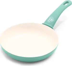 GreenLife Soft Grip Healthy Ceramic Nonstick, 8" Frying Pan Skillet, PFAS-Free, Dishwasher Safe, Turquoise