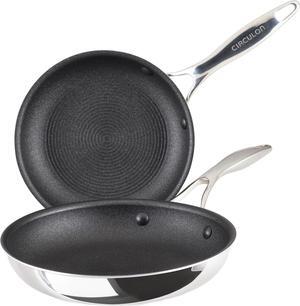 Circulon C1 Series Clad Stainless Steel with ScratchDefense Technology Cookware Nonstick Induction Frying Pans/Skillets, Metal Utensil Safe, 8.5 Inch and 10 Inch, Polished Stainless Steel