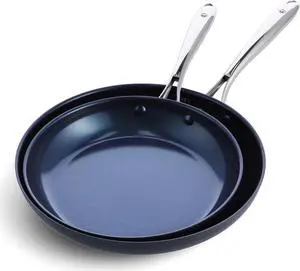 Blue Diamond Cookware Hard Anodized Ceramic Nonstick, 10" and 12" Frying Pan Skillet Set, PFAS-Free, Dishwasher Safe, Oven Safe, Grey