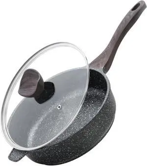 Nonstick Deep Frying Pan with Lid, 10 Inch Non Stick Skillet, Saute Pan for Cooking, Healthy Non Toxic Chef Pan, Induction Cookware, PFOA Free
