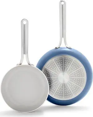 GreenPan Nova 8 & 10 2 Piece Frying Pan Skillet Set, Oprahs Favorite Things 2024, Induction PFAS-Free Nontoxic Ceramic Nonstick, Holiday Gifting, Dishwasher & Oven Safe, Quick Even Heating, Ocean