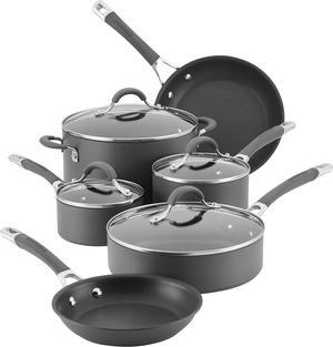 Circulon 83903 Radiance Hard Anodized Nonstick Cookware Pots and Pans Set, 10 Piece, Gray