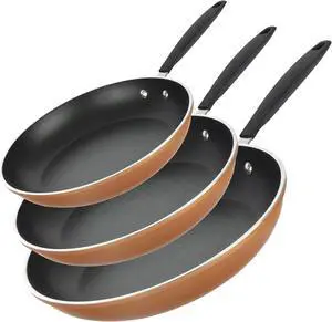 GOTHAM STEEL Copper Cast Frying Pan Set, 3 Piece Nonstick Copper Fry Pans, 8, 10 & 12 Nonstick Frying Pans, Nonstick Skillet Set, Omelet Pan, Cookware, PFOA Free, Dishwasher Safe Cool Touch Handle