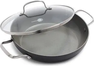 GreenPan Chatham Hard Anodized Healthy Ceramic Nonstick, 11" Everyday Frying Pan Skillet with 2 Handles and Lid, PFAS-Free, Dishwasher Safe, Oven Safe, Gray