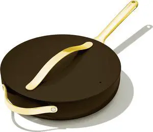 Caraway Nonstick Ceramic Sauté Pan with Lid (4.5 qt, 11.8") - Non Toxic, PTFE & PFOA Free - Oven Safe & Compatible with All Stovetops (Gas, Electric & Induction) - Black