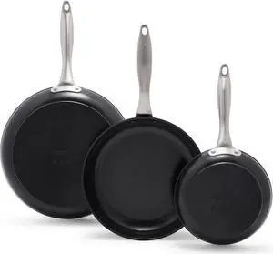 GreenPan Black Pro Infinite8 Ceramic Nonstick 3-Piece Frypan Set, 8, 10, and 12, Hard Anodized, Stainless Steel Handle, PFAS-Free GreenPan Black Pro Infinite8 Ceramic Nonstick 3-Piece Frypan Set, 8, 10, and 12, Hard Anodized, Stainless Steel Handle, PFAS-Free