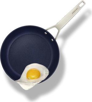 MsMk Small Nonstick Frying pan Blue, 8-inch Durable Egg Omelet Skillet, Titanium and Diamond Non Stick Coating From USA, for Induction,Cerammic and Gas Cooktops, Oven Safe,Dishwasher Safe