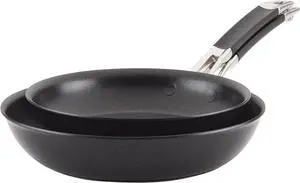 Anolon Smart Stack Hard Anodized Nonstick Frying Pan Set/ Skillet Set - 10 Inch and 12 Inch, Black