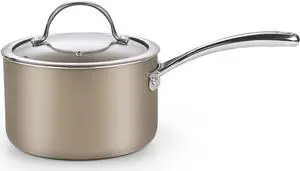 Cooks Standard 3-Quart Saucepan Hard Anodized Ceramic Nonstick with Glass Lid, Classic Small Cooking Sauce pot Mini Milk Pan, Induction Compatible, Bronze