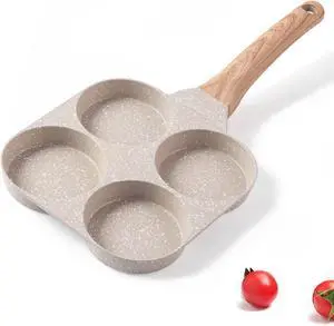 Four-Cup Fried Egg Pan, Medical Stone Non-Stick Frying Pan for Breakfast,Divided Egg Omelet Pans Suitable for Gas Stove and Induction Cooker (3-inch eggs)