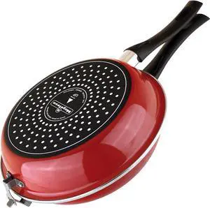 MAGEFESA ® Frittata spanish tortilla frying pan, 9.4 in, red, double layer non-stick frying pan, vitrified steel, compatible with all types of fire, including induction, Dishwasher safe, Ergonomic