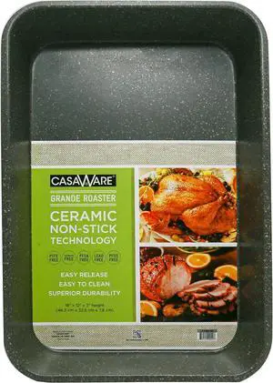 casaWare Grande Lasagna/Roaster Pan 18 x 12 x 3-Inch - Extra Large, Ceramic Coated NonStick (Silver Granite)