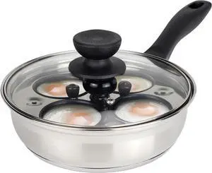 MARSKITOP Egg Poacher Pan Nonstick 4 Eggs, Poached Egg Pan Stainless Steel Poached Egg Cooker, Egg Poaching Pan PFOA Free, Poached Egg Maker with Nonstick Poached Egg Cups