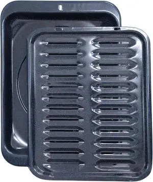 Broiler Pan for Oven Nonstick Porcelain Coated - 16.75 x 12.6 GE WB48X10056 Replacement Broiling Pan for Oven With Rack for High-Temperatures - Oven Broiler Pan Heats Evenly and Drains Fat