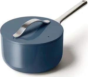 Caraway Nonstick Ceramic Sauce Pan with Lid (3 qt) - Non Toxic, PTFE & PFOA Free - Oven Safe & Compatible with All Stovetops (Gas, Electric & Induction) - Navy