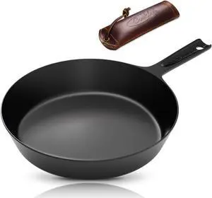 10 Inch Smooth & Light Cast Iron Skillets with Handle Cover - Pre-Seasoned Cast Iron Pan - Easy to Clean Polished Cast Iron Frying Pan Use in the Oven, on the Stove or Grill, Over a Campfire