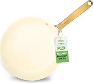 NutriChef 10" Medium Ceramic Fry Pan - Non-Stick Ceramic Coated Skillet with Stylish Titanium Handle, Durable, Easy to Clean, Professional Cookware