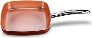 SURLAZ Pan Non-Stick Copper Square Frying Pan Skillet with Ceramic Coating Oven Dishwasher Safe Cooking pots and Pans