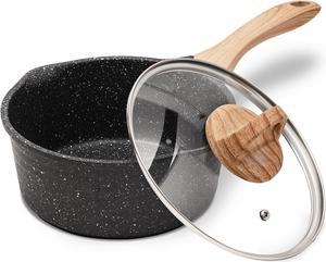 JEETEE 2 Quart Sauce Pan with Lid, Non Stick Small Pot with Coating, Masterclass Cookware Sauce Pot for Cooking, PFOA/PFOS Free