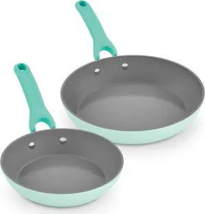 DASH Dream Green Ceramic Frying Pan Set of 2, 9.5" & 11" Fry Pans, Aqua Green - Recycled Aluminum and Ceramic, Nonstick Cookware Set, Oven Safe and Compatible with All Cooktops
