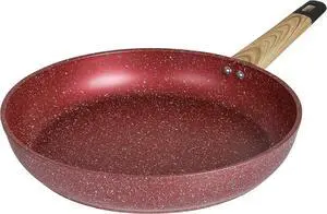 12" Granite Nonstick Frying Pan Omelet Skillet Cookware (Induction Compatible) (Canyon Red)