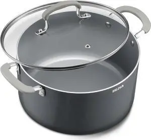 8 Quart Pot with Lid, BEZIA Ceramic Nonstick Stock Pot with Lid, Induction Ready, Large Cooking Pot with Silicone Handle, Compatible with All Cooktops, Dishwasher Safe