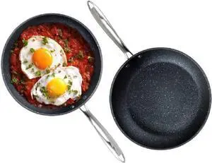 Granite Stone Professional Frying Pan Set, Hard Anodized Ultra Nonstick 10 & 11.5 Pro Chefs Skillet Set, Durable Granite Surface Coated 3x and Infused with Minerals & Diamonds, Induction Capable