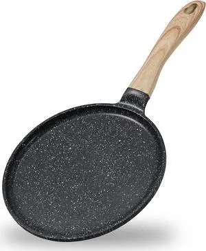 JEETEE Crepe Pan Nonstick, 11 inch Comales Para Tortillas Griddle Pan for Stove Top, Granite Coating Flat Pancake Pan Dosa Tawa, PFOA FREE and Induction Compatible (Grey)
