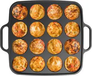 Otafuku Takoyaki Plate, Cast Iron Japanese Grill for Cooking Takoyaki Balls, Nonstick Pan (16 Holes)