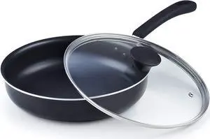 Cook N Home 10.5-Inch/3.5 Quart Nonstick Deep Saute Fry Pan/Jumbo Cooker with Lid, Black Cook N Home 10.5-Inch/3.5 Quart Nonstick Deep Saute Fry Pan/Jumbo Cooker with Lid, Black