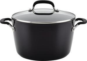 KitchenAid Hard Anodized Nonstick Stockpot with Lid, 8 Quart, Onyx Black