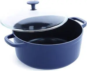 Blue Diamond Cookware Diamond Infused Ceramic Nonstick, 4.5QT Dutch Oven with Glass Lid, Lightweight Design, PFAS-Free, Dishwasher Safe, Blue