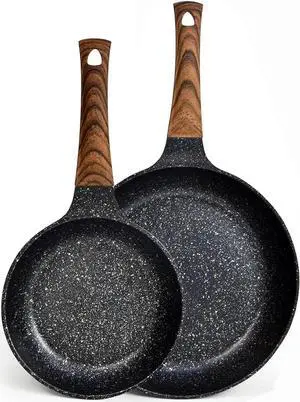 DIIG Nonstick Frying Pan Set, No Stick PFOA-Free Granite Coating Chef's Pan, 10 11In Egg Pans for Family, Gift Cookware Pan Set for Gas Stove, Induction Top
