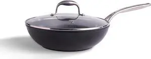 All-In-One Non-Stick Fry Pan Meets Wok with Lid, 11-Inch, Black & Silver