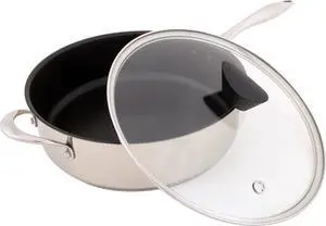 Ozeri Sauce Pan and Lid with a 100% PFOA and APEO-Free Non-Stick Coating developed in the USA, 5 L (5.3 Quart), Stainless Steel