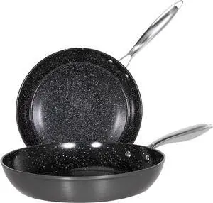 Kitchen Academy Hard Anodized Ceramic Nonstick Frying Pan Set 2 Piece - 9.5 & 11 Egg Omelet Skillet, Ergonomic Stay-Cool Handles, Induction-Ready & Works on All Cooktops, PTFE & PFOA Free