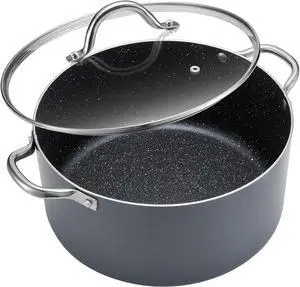 BEZIA 10 Quart Cooking Pot, Large Non Stick Induction Stock Pot with Lid, All Stove Compatible, 10 QT Aluminum Soup/Stew Pot For Large-batch Cooking, Grey BEZIA 10 Quart Cooking Pot, Large Non Stick Induction Stock Pot with Lid, All Stove Compatible, 10 QT Aluminum Soup/Stew Pot For Large-batch Cooking, Grey
