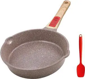 8 Inch Nonstick Ceramic Deep Frying Pan, Small Egg Omelette Pan with Removable Handle, Aluminum Sauté Pan Compatible with All Stovetops, Dishwasher& Oven Safe (Brown)