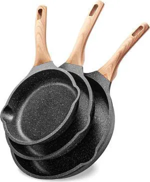 Non Stick Frying Pan Set Granite Skillet Set with 100% PFOA & PTFE Free, Induction Egg Omelette Pans for Cooking Pan Set, Cookware Set Nonstick Pots and Pans Set Gift for Women