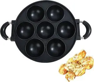Japan large aperture takoyaki pan,cake mold baking pan,making masa (rice pancake),fry eggs,Poffertjes pan,Appam pan,Banh khot pan,Masa pan,cupcake pan,takoyaki maker,Nonstick,0.95kg(7 Hole) Japan large aperture takoyaki pan,cake mold baking pan,making masa (rice pancake),fry eggs,Poffertjes pan,Appam pan,Banh khot pan,Masa pan,cupcake pan,takoyaki maker,Nonstick,0.95kg(7 Hole)
